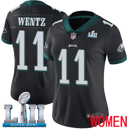 Women Philadelphia Eagles #11 Carson Wentz Black Alternate Vapor Untouchable NFL Jersey Limited Player Super